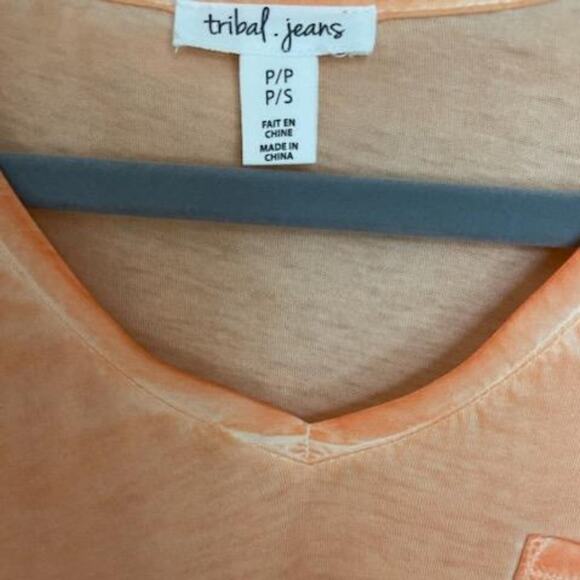 Semi Sheer Pullover Top Size Small Orange Apricot Peach Lightweight Layering - Picture 4 of 4